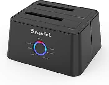 Wavlink 12TB Dual Bay 2.5" / 3.5" SATA HDD/SSD Storage Docking Station USB 3.0 Cable 5Gbps Transmission Rates External Hard Drive Enclosure Duplicator/Cloner