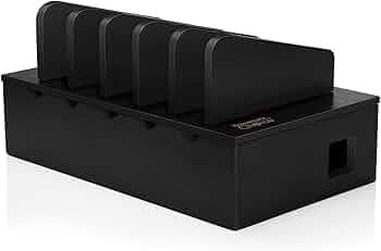 Prosumer's Choice Bamboo Charging Station Rack for Smartphones and Tablets - Black