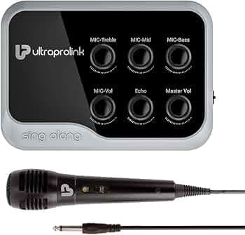 UltraProlink Sing Along Portable Bluetooth Karaoke Mixer | with Recording | with Karaoke Microphone & Bluetooth Receiver Amplifier with Echo for Mobile Phones | Sing Along | UM1002