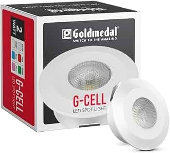 Goldmedal G-Cell 2W Round LED Spotlight |Compact Design Ceiling Light for Cabinets & Wardrobes | with 45° Beam Angle |Spotlight for Home & Display|Energy-Efficient| Warm White(3000K)