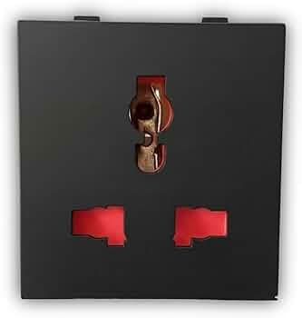 6A Universal Socket | Compatible with ROMA modular plates & Smarteefi Modular Smart Switch Boards | Kids Safety Shutter | US, AUS, UK, Europe and other major countries Plug support (Black)