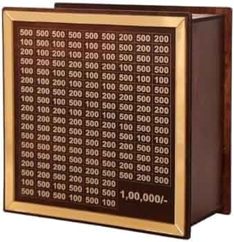Money Saving Box for Kids and Adults | Wooden Money Bank with Lock | Big Size Piggy Bank 2 Lakh Target | 1 Lakh Saving Box with Numbers | Undiyal Hundi Pig (Golden)