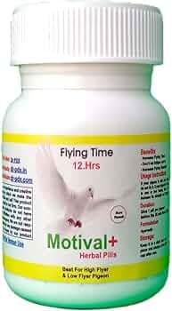 Motival-Plus Pigeon Flying Time Ready Formula, Herbal Pills, Flying Supplement for Enhanced Performance and Stamina,(25/50 Pills) (50.Pills)