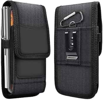DRAWBRIDGE Phone Holster for Men – 6.8'' Nylon Belt Clip Pouch with Card Holder | Mobile Purse Holster Case for All Phones – Large Capacity, Durable & Lightweight (Black)