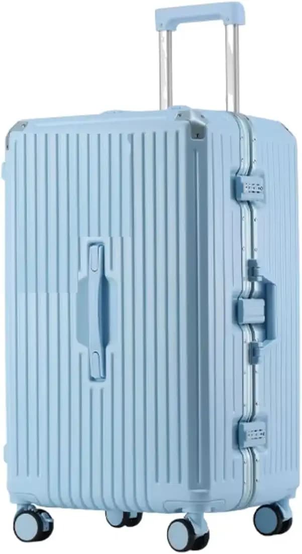 PYB Vogue - Premium Zipless Trunk Trolley Bag Suitcase, PC Body Aluminium Frame with Cup Holder, USB Charging Port TSA Lock, Ideal for Travel 8 noiseless Wheels with Lock (Sky Blue, Check-in 26 inch)