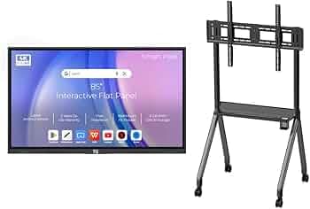 86 Inche 4K UHD Touch Screen LED TV UltraTouch Display Interactive Flat Panel with Monitor 3840x2160 Pixel 8GB 128GB with Display Stand Heavy Duty Adjustment Floor TV Trolley with Bracket.