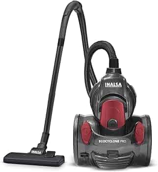 Inalsa Vacuum Cleaner for Home 1400W Bagless -Eco Cyclone Pro|HEPA Filter|18 kPa Powerful Suction & High Energy Efficiency|5m Power Cord with Auto Cord Re-Winder|2 L Dust Collector (Red/Grey)
