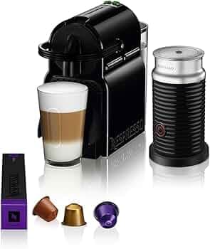 Nespresso Inissia by De’Longhi Espresso Machine with Aeroccino3 Frother EN80BAE, Black