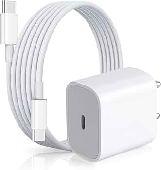 DiHines MFi-Certified 20W USB-C Charger with Type C Cable | Fast iPhone Charger for iPhone 17, 16, 15 Plus/PRO/MAX/MINI & iPad | MFi Certified Adapter and Charging Cable Combo (White)