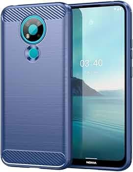 Hybrid Carbon Fiber Back Case for Nokia 3.4 (Blue)