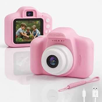 Toy Imagine Kids Digital Camera 3.0MP &1080p Video Photos 2-Inch Screen, USB Rechargeable & Portable Fun Mini Toy Camera for Boys & Girls Age 3–12 Educational Birthday Gift Supports 32GB SD Card(Pink)
