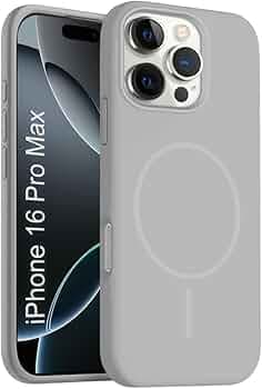 iPhone 16 pro Max Silicone Magsafe Case | Shock Proof Design & Camera Protection | Premium Rubberised Apple iPhone 16 pro Max Cover (Microfiber Lining) | Magnetic Liquid Silicone - Gray