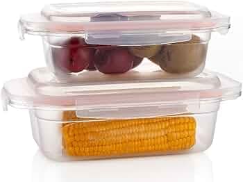 HAPPI Multipurpose Unbreakable Plastic Food Storage Containers with Airtight Lid Smart Lock LeakProof Kitchen Dabba Set of 2 Pcs (800 ml, 1200 ml)