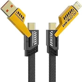 4 IN 1 Fast Charging Cable for Xiaomi Poco F5 ProOriginal Quick Charge Cable Speed Upto 3.1 Amp for Micro USB, iOS Type-C Devices Mobile Tablet PC Laptop with 1.2m -(4IN 1.CABLE)