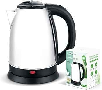 2L PKOSS Stainless Steel Electric Kettle | 2000 Watts| Elegant Design | Cool-touch Handle and Lid | Automatic Cut-Off and Single-Touch Lid Locking | Black