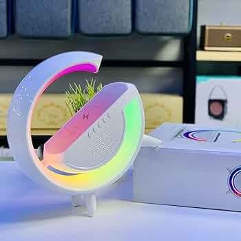 Riveira Bedside Lamp with Charging Function, LED Lamp, Table Lamp, Bluetooth Speaker with Music Synchronization, Dimmable Night Light, 15 W Wireless Light Charger for Bedroom, Home Decoration