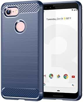 Flexible Back Case Cover for Google Pixel 3 XL - Blue (Carbon Fibre)
