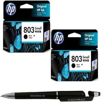 HP 803 Small Ink Cartridge (Black) Twin (Set of 2) with 3in1 Multi-Function Mobile Phone Stand, Stylus Pen, Anti-Metal Texture Rotating Ballpoint Pen (Very Colors)