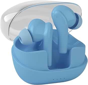 amazon basics TWS in-Ear Earbuds (P50) with Fast Charging up to 50 Hours of Playtime | Dual 10mm Driver | IPX4 Water-Resistance | Bluetooth 5.3 | Quad Mic with ENC | Touch Control (Light Blue)