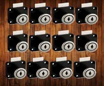 Smart Shophar Steel Kiwi Multipurpose Cabinet Drawer Lock for Cupboard Wardrobe Office Furniture Security Safe Locking Solution Durable Keys Storage Units Safety & Durability Black Silver Pack of 12