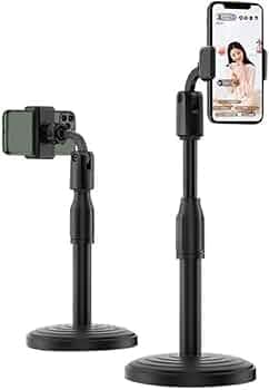 SEVAM Adjustable and Desktop Tabletop Phone Holder Stand for Phone Compatible for All Smartphone Desktop Mobile Phone Holder for Video Recording, Home & Online Classes (Black)