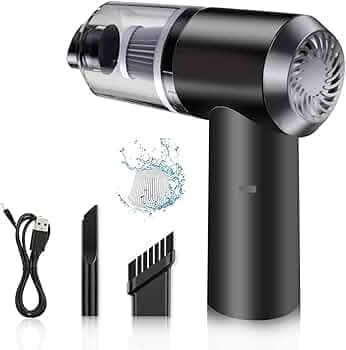 Contemporary Vacuum Car Cleaner Air Duster Wireless Rechargeable with Powerful Cyclonic, Portable USB Vacuum Cleaner with LED Light for Home (2 in 1 Vaccum Cleaner 120w)(Black), HEPA Filter