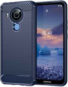 Flexible Back Case Cover for Nokia 5.4 - Blue (Carbon Fibre)