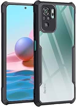 TheGiftKart Crystal Clear Back Cover Case for Mi Redmi Note 10s / 10 / Note 11 SE | 360 Degree Protection Shock Proof Transparent Back Case for Redmi Note 10s / 10 (PC & TPU | Black Bumper)