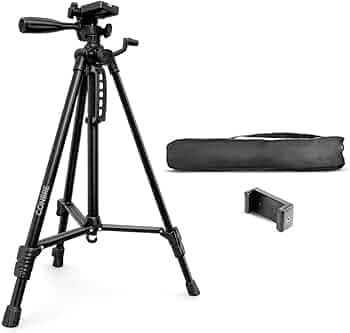 Conbre F-3366 Professional 55.5Inch (141CM) Tripod for DSLR, Camera | Height: 4.6 Feet | Max Load: 4kg | Portable Lightweight ABS+Metal Tripod | 360° Ball Head | Carry Bag (Black)