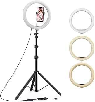 Tygot 10 Inches Big LED Ring Light for Camera, Phone tiktok YouTube Video Shooting and Makeup, 10" inch Ring Light with 7 Feet Long Foldable and Lightweight Tripod Stand