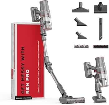 NUUK REN PRO Stick Cordless Vacuum Cleaner | 2X More Suction, 34kPa | Adaptive Suction Tech, Upto 60min Runtime | 180˚ Bending Flexistick™ | 8 Attachments for Home Use | Multi-Cyclone HEPA Filtration