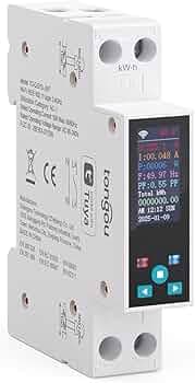 Smart Wifi Switch, 1P+N AC90-240V 1-50A, Smart Life/Tuya APP Remote Control, with Power Monitoring, Export/Clear Power Data, DIN Rail Mounted, with LCD Display, Recloser Function, FCC Certified