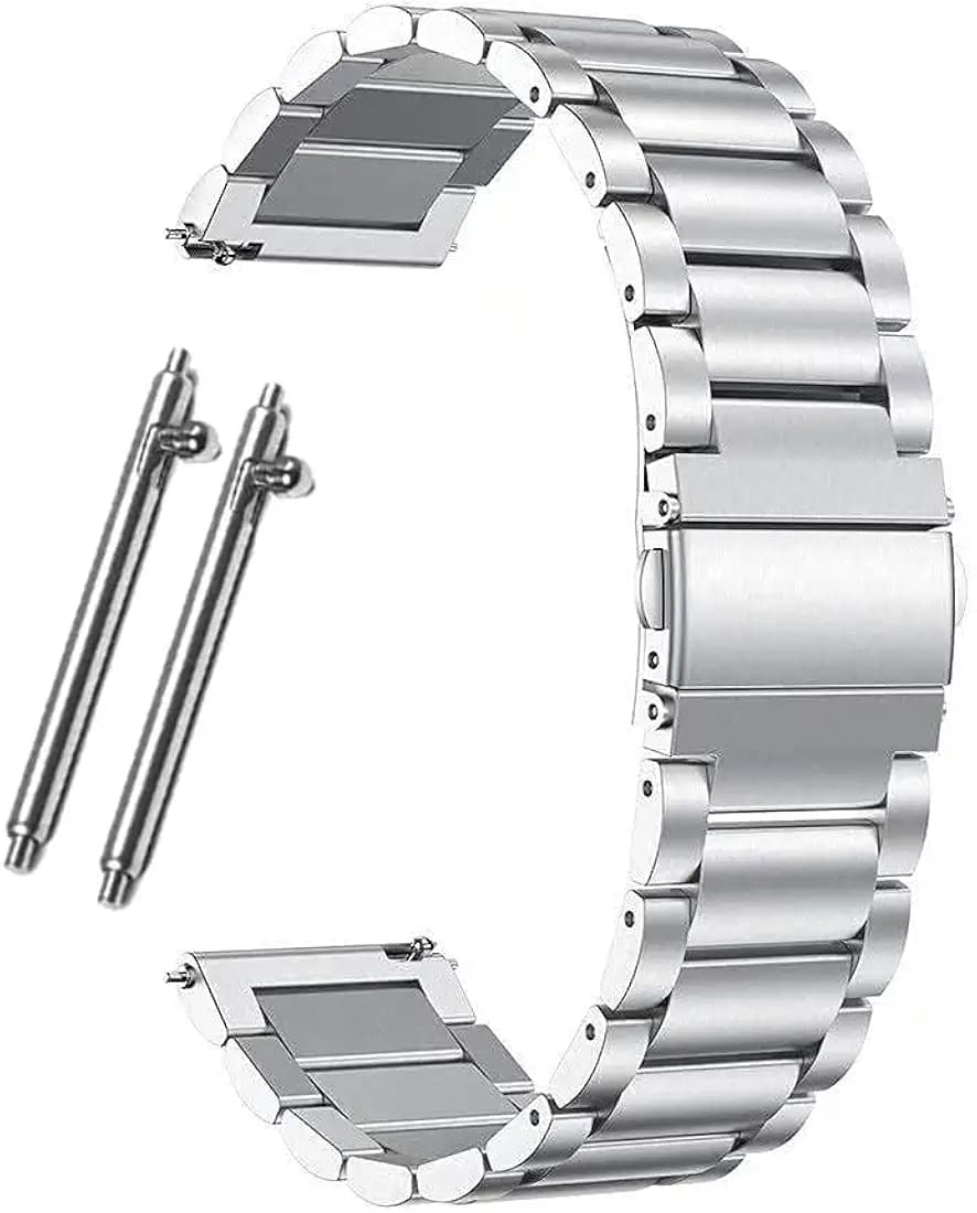 ADAMO Stainless Steel Strap Heavy Metal Chain Band for Men and Women with Matte Polish and Multiple Colors and Sizes 20mm and 22mm (Color and Size Options Below) replacement strap Chain for all Smartwatches & Analog Watches (Please measure size before ordering. Instructions to measure in Images)