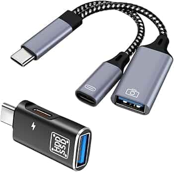 USB C OTG C to USB Splitter usb C Splitter 1 in 2 out Type C OTG Charging Function Adapter for iphone 15 16 pro ipad GalaxyS24 Google Chromecast Fire Stick Onn TV 4k plus 3D Printer AM8 Microphone