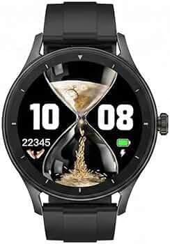 Smartwatch with Black Silicone Band, Fitness Tracker with Step Counter