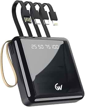 15W Fast Charging 10000mAh Power Bank with 4 in 1 Detachable Cable (Lightn-ing, Type-C, Micro Output, USB-A Input) & Dual Input (Type-C & Micro) Universal Compatibility (Li-Poly, Black)