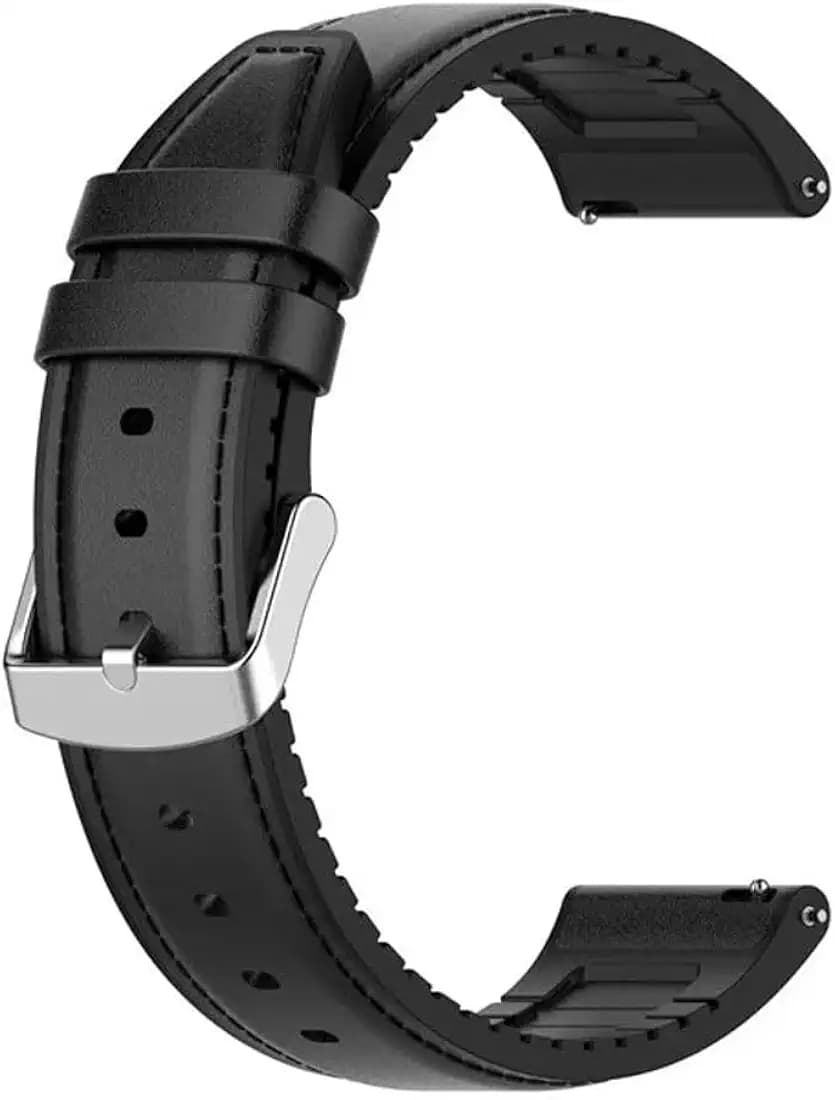 AONES 22mm Watch Strap Leather Silicone Belt Compatible for Asus Vivowatch Smartwatch Hook Band