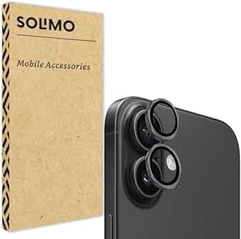 Amazon Brand - Solimo Tempered Glass Camera Lens Protector for iPhone 16 (Black)