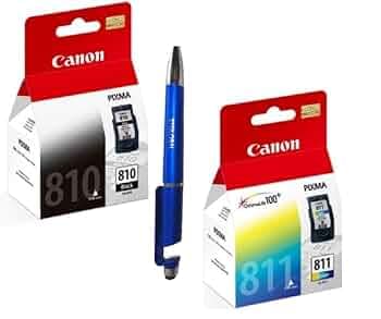 Canon 810 & 811 Ink Cartridge with ITGLOBAL 3in1 Multi-Function Mobile Phone Stand, Stylus Pen, Anti-Metal Texture Rotating Ballpoint Pen (Very Colors) PG 810 CL 811
