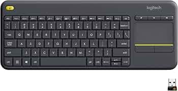 Logitech K400 Plus Wireless Touch TV Keyboard with Easy Media Control and Built-in Touchpad, HTPC Keyboard for PC-Connected TV, Windows, Android, Chrome OS, Laptop, Tablet - Black
