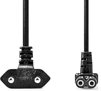 Nedis®(Designed in Neitherland) 2-Pin Universal AC Power Cable Cord 2 Pin Plug - L Shape Adapter Charger Laptop/LED TV/Camera/Printer - 2 Meter