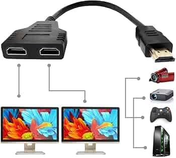 FORIDA HDMI Y Splitter Cable 1 in 2 Out, 4K 1080P 3D HDTV Dual Port Adapter, 1 Male to 2 Female HDMI Converter Switch for TV Monitor Laptop PS3 PS4 PC VR Display [ Mirror Display Only ]