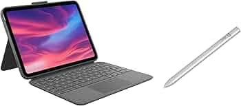 Logitech Combo Touch Detachable 10th Gen iPad Keyboard Case with Large Precision Trackpad Crayon Digital Pencil for iPad, Featuring Apple Pencil Technology - USB C