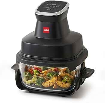 CELLO Airmate Modular Air Fryer with 5MM Borosilicate Glass Bowl 4L | 90% Less Fat Cooking, 1500W High Speed 360° Air Wave Technology | For Fry Bake Crisp Keep Warm, Cook Serve Store, Dishwasher Safe