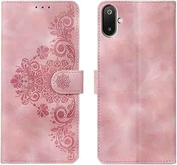 amazon basics Samsung Galaxy M06 5G Flip Cover | Card Pockets Wallet & Stand | Flip Cover for Samsung Galaxy M06 5G (Pink Flower)