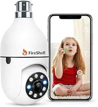 Fireshell 360° Bulb Security Camera 1080P HD | Smart PTZ WiFi CCTV with App Control, Motion Alert & Two-Way Talk | Indoor Home Surveillance Light Socket Camera
