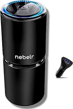 Nebelr IonDrive 205 Car Air Purifier Ionizer (NCAP-4) – 10 Million Negative Ions, Removes Smoke, Odor & PM2.5 Dust, USB Powered, Compact & Zero Maintenance - With Car Charger
