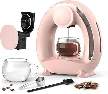 BWOGUE Coffee Maker for Single Cups, 2-in-1 Mini Coffee Machine for K-Cups & Ground Coffee, Fast 1400W Brewing, Quiet Operation, Auto Drip for Home & Travel Use, Hot Beverage Preparation (Pink)