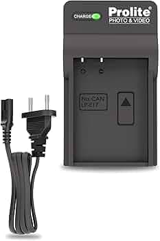 Prolite LP-E17 Single Camera Battery Travel Charger with Removable Charging Plate (Compatilble with Canon LP-E17) | with Indicator Light | Auto Cut-Off at Full Charge, AC Plug Short Circuit Protect