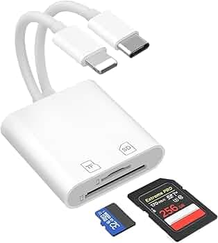SD Card Reader, Dual Slot Memory Card Reader with Type C and USB Ports, High-Speed Data Transfer for iPhone, iPad, Laptop, Camera, Photographers, Professionals, Students, Travelers